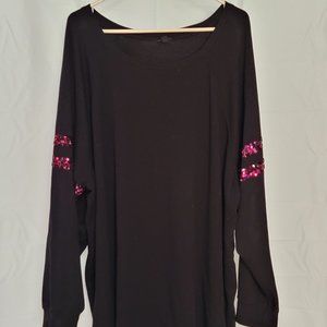 BLACK FLEECE & PINK SEQUIN FOOTBALL SWEATSHIRT